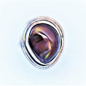 STERLING SILVER MEXACAN FIRE OPAL PEDESTAL RING